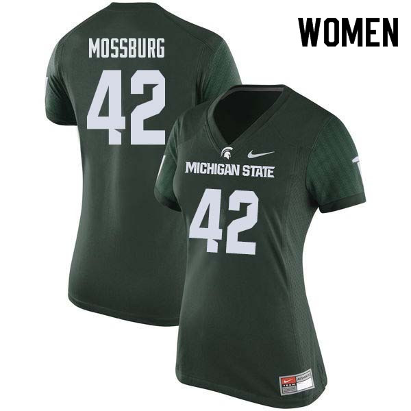 Women #42 Brent Mossburg Michigan State College Football Jerseys Sale-Green
